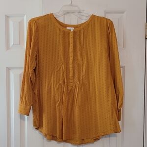 Bundle and Save. 100% Cotton J. Jill Gold Blouse with Pintuck Detail